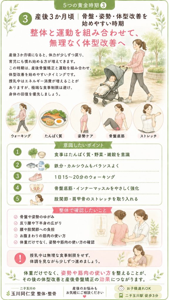 産後3か月頃の骨盤姿勢体型改善